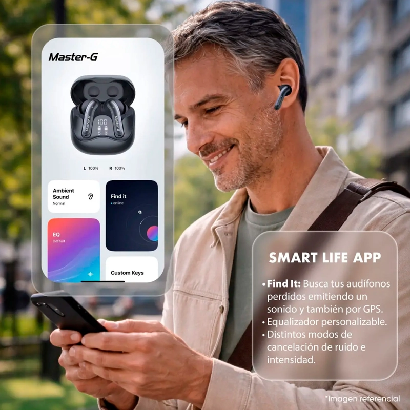 AUDIFONOS BLUETOOTH 5.4 MASTER-G MGBUDS60B TWS ANC CON APP - 4