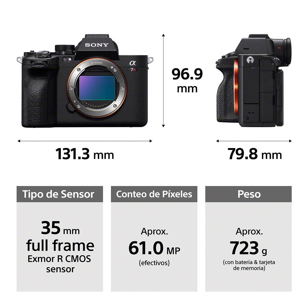 CÁMARA SONY ILCE-7RM5 USB MICRO HDMI 61 MP APROX HIGH RES FULL FRAME - 7