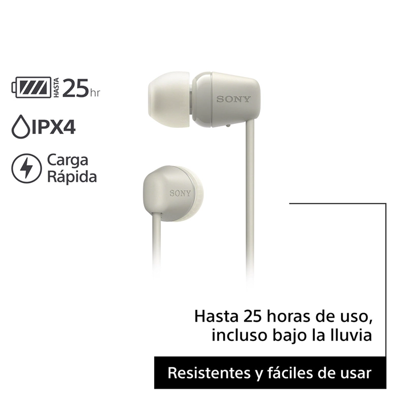 AUDÍFONOS SONY WI-C100C INTERNOS BLUETOOTH CREMA - 3