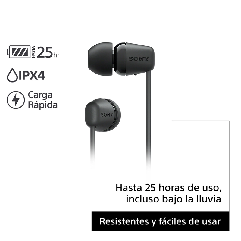 AUDÍFONOS SONY WI-C100B INTERNOS BLUETOOTH NEGRO - 2
