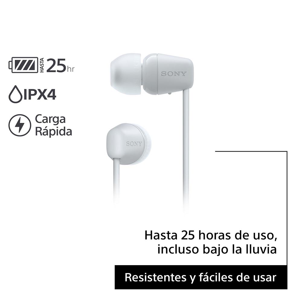 AUDÍFONOS SONY WI-C100W INTERNOS BLUETOOTH BLANCO - 3