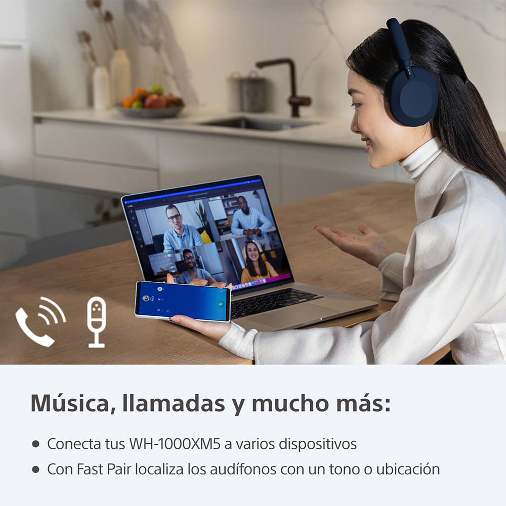 AUDÍFONOS SONY WH-1000XM5 NOISE CANCELLING BLUETOOTH AZUL - 9