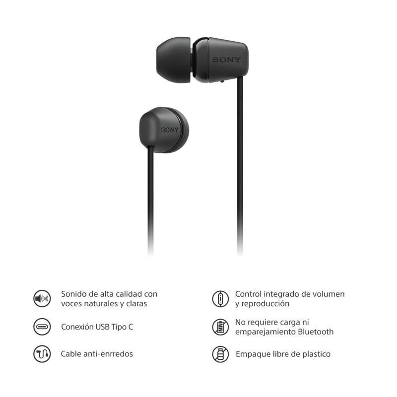 AUDIFONOS INTERNOS USB-C CON CABLE NEGRO IER-EX15C  SONY - 7