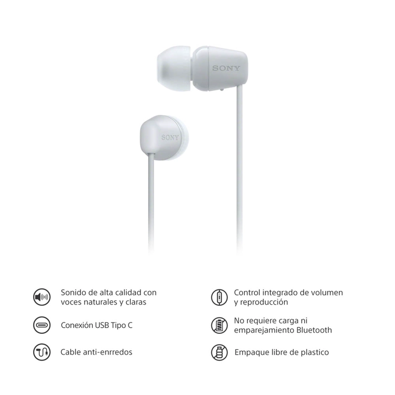 AUDIFONOS INTERNOS USB-C CON CABLE BLANCO IER-EX15C SONY - 6