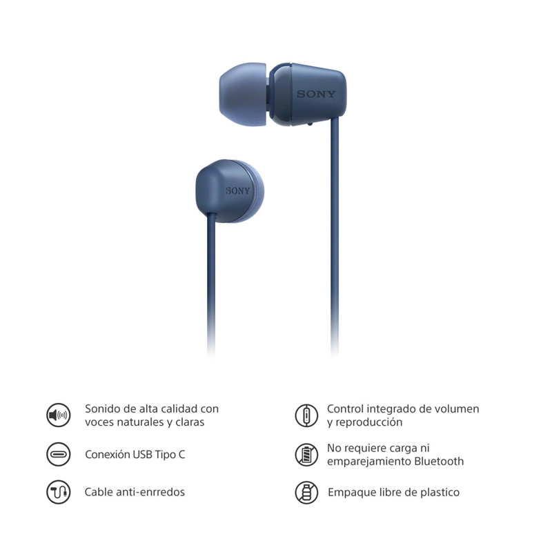 AUDIFONOS INTERNOS USB-C CON CABLE AZUL IER-EX15C SONY - 7