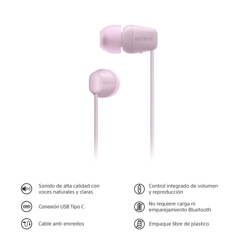 AUDIFONOS INTERNOS USB-C CON CABLE ROSADO IER-EX15C SONY - 7