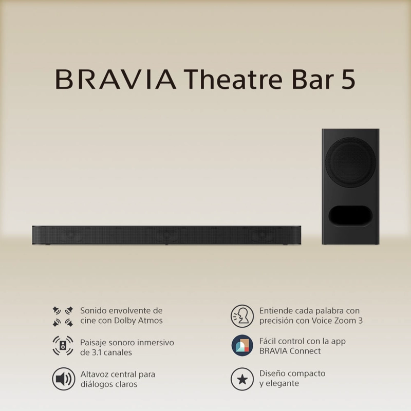 BRAVIA THEATRE BAR 5 3.1 CANALES POTENTE SUBWOOFER INALAMBRICO - 2