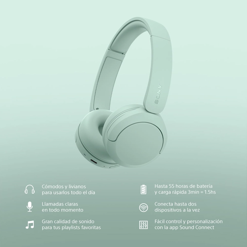 AUDIFONOS BLUETOOTH SONY WH-CH530 VERDE - 3