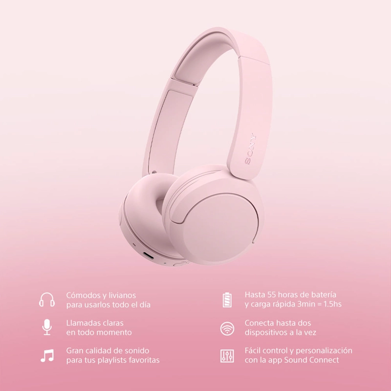 AUDIFONOS BLUETOOTH WH-CH530 ROSADO - 3