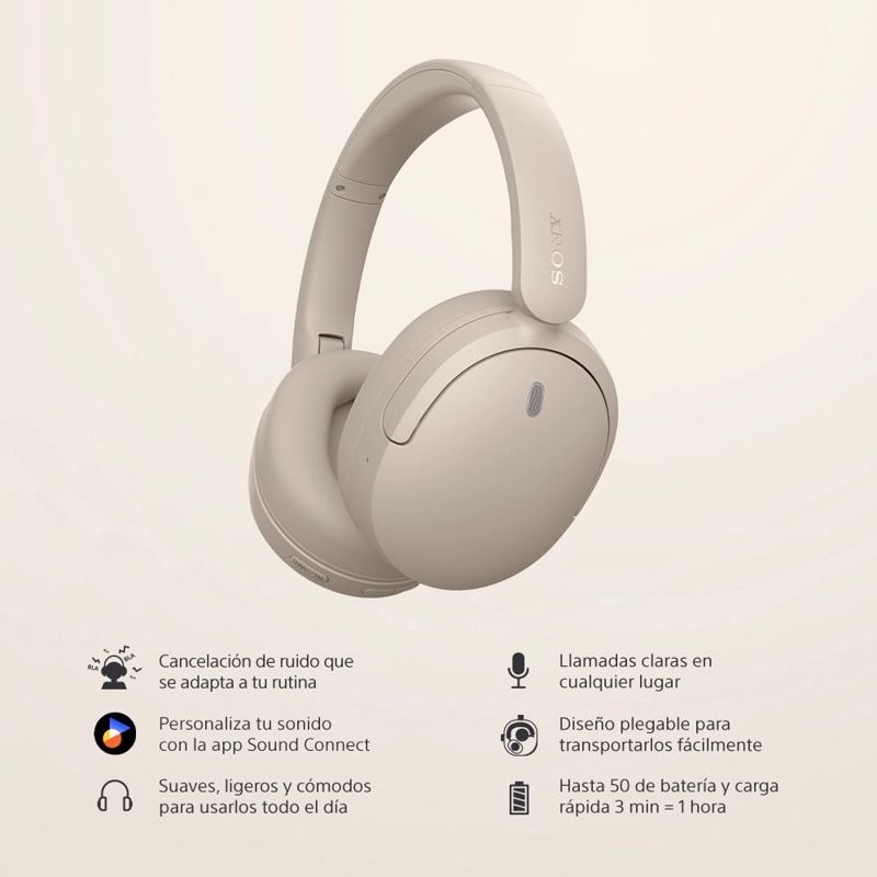 AUDIFONOS BLUETOOTH CON NOISE CANCELLING WH-CH730N CREMA - 3