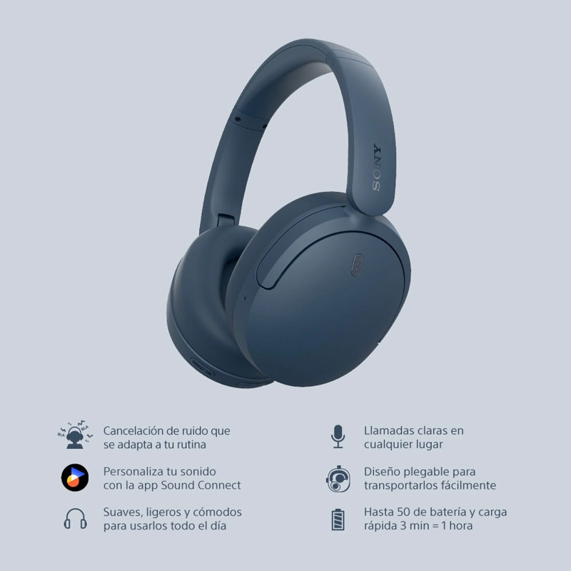 AUDIFONOS BLUETOOTH CON NOISE CANCELLING WH-CH730N AZUL - 3