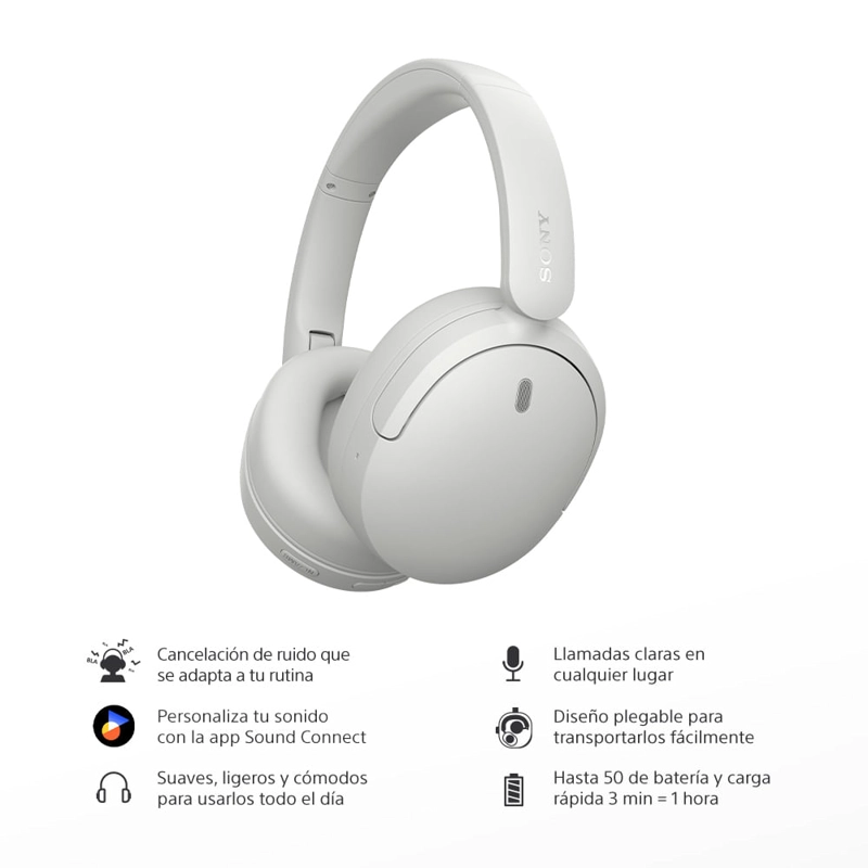 AUDIFONOS BLUETOOTH CON NOISE CANCELLING WH-CH730N BLANCO - 3