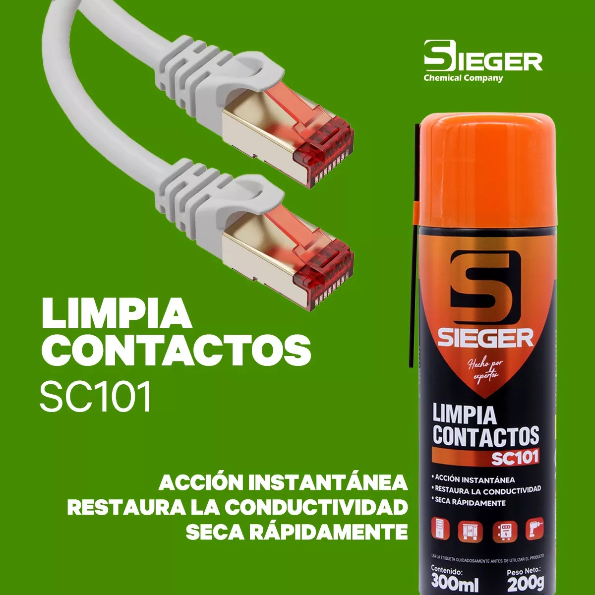 LIMPIA CONTACTO ELÉCTRICOS Y ELECTRÓNICOS SC101 300ML SIEGER - 5