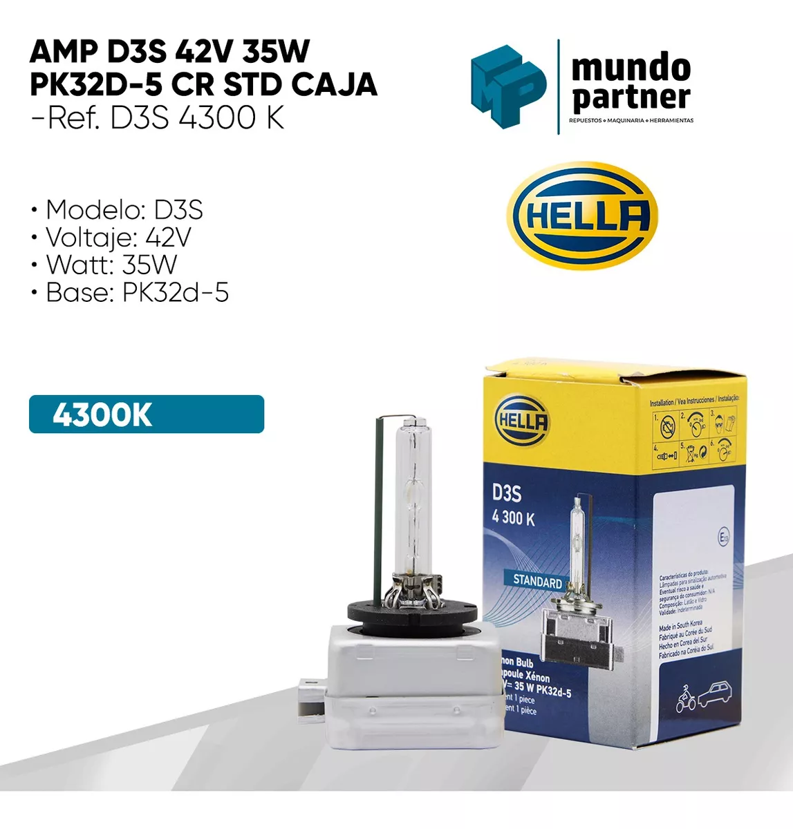 AMPOLLETA HELLA XENÓN D3S 42V 35W PK32D-5 CR STD - 3