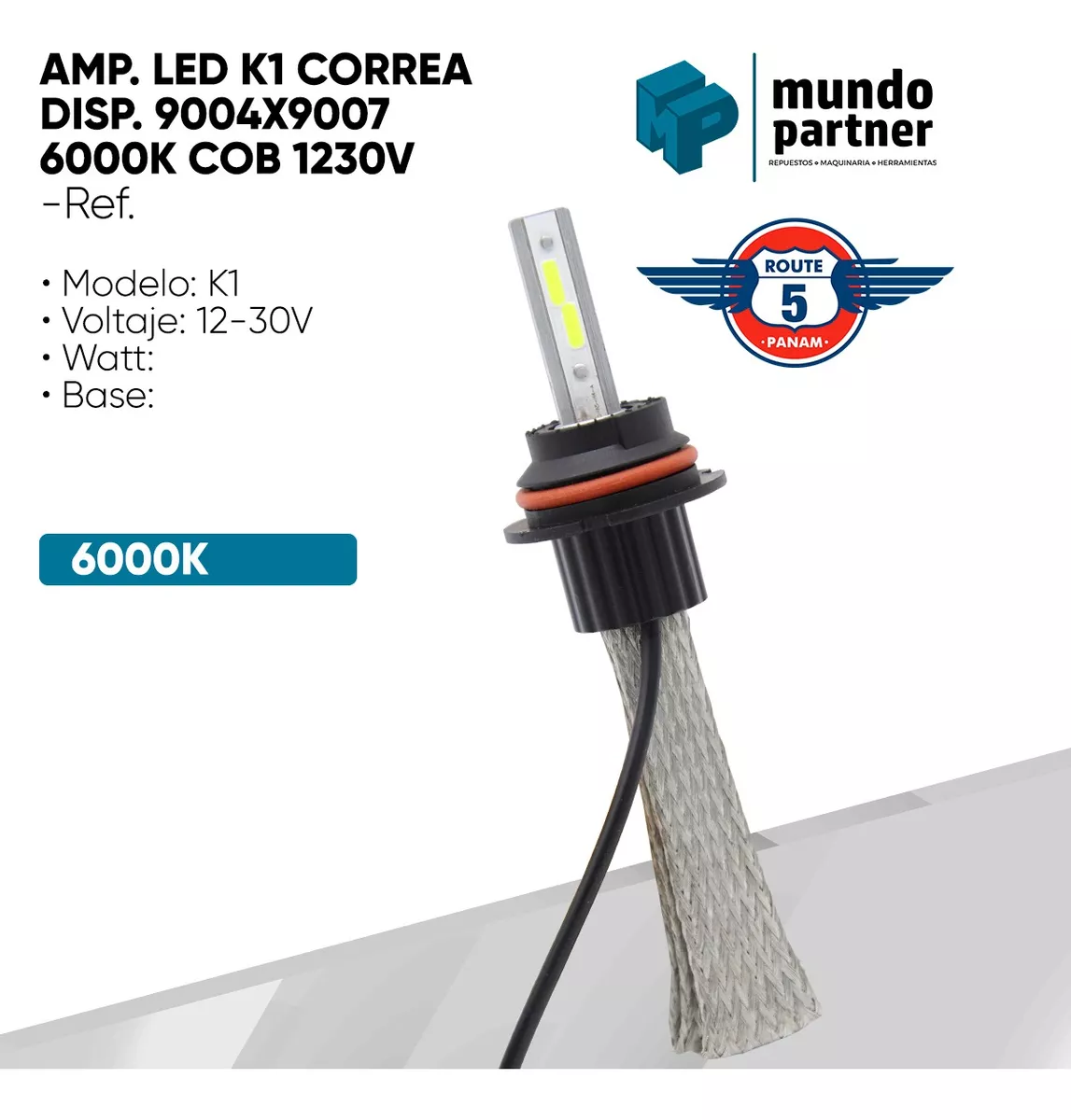AMPOLLETA LED 9004X9007 K1 CORREA DISIPADOR 6000K 12-30V - 3