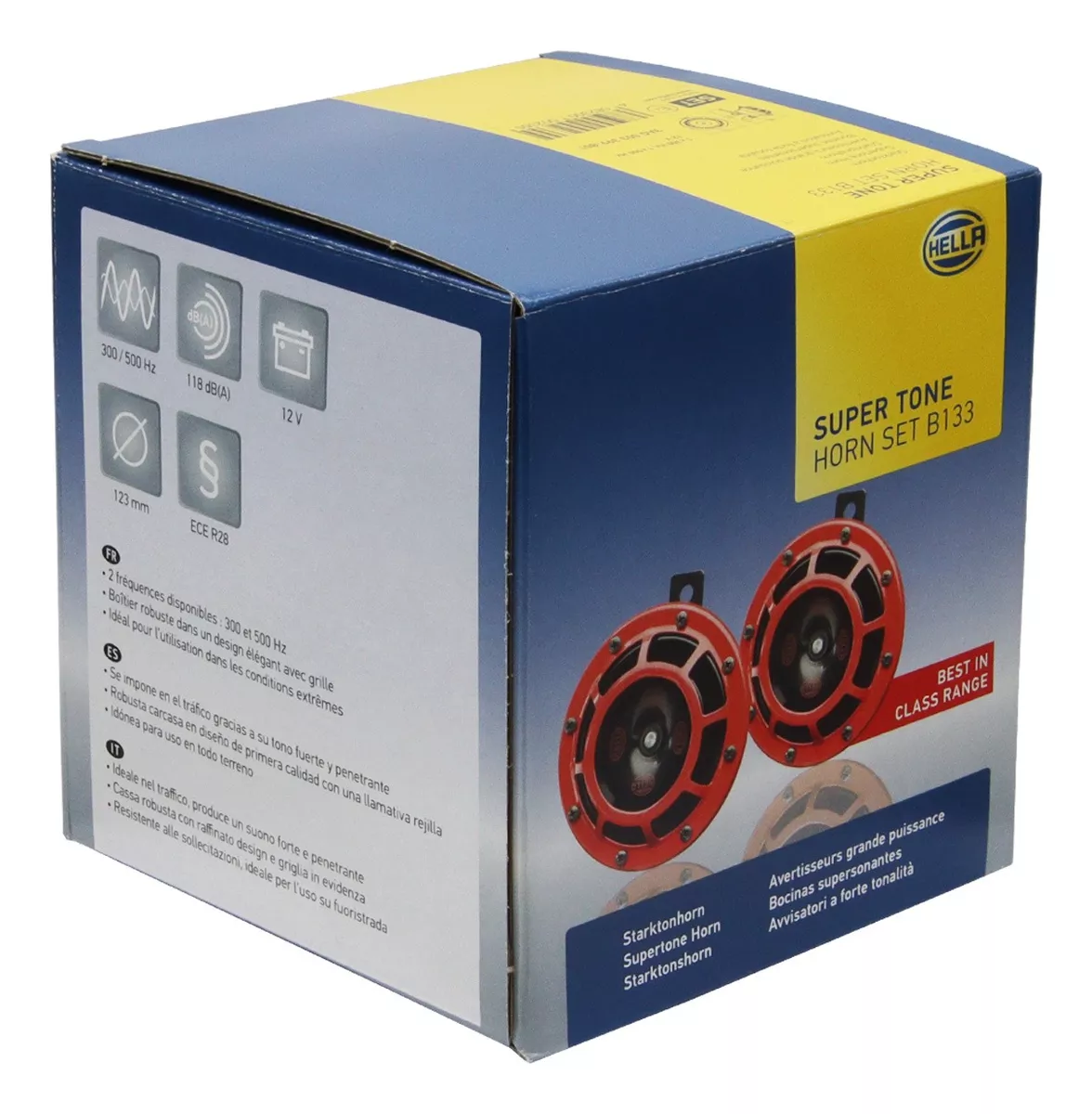 BOCINA HELLA PLATO ROJA SUPER TONO 12V 500HZ 118DB ORIGINAL - 1