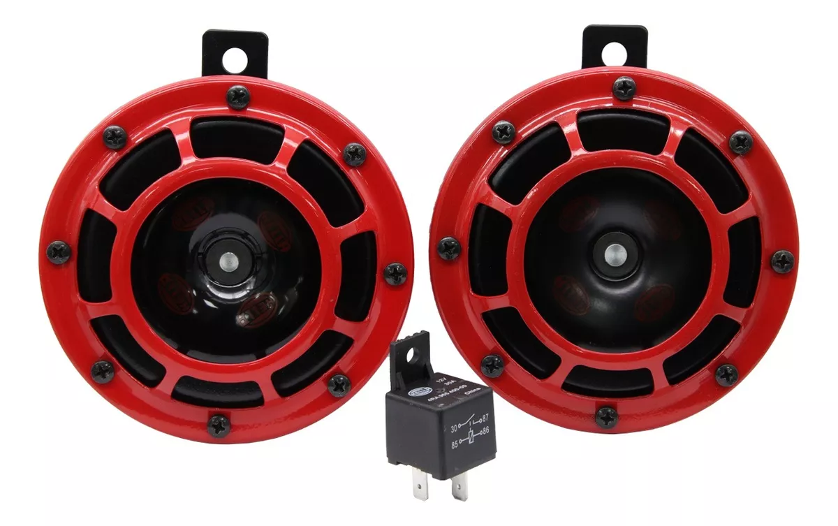 BOCINA HELLA PLATO ROJA SUPER TONO 12V 500HZ 118DB ORIGINAL - 2