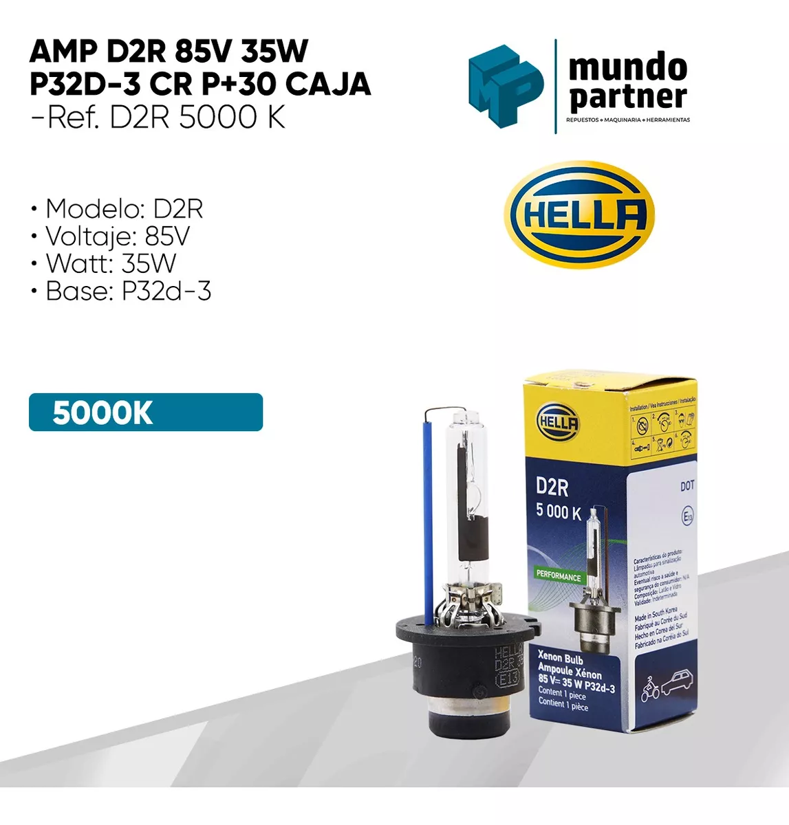 AMPOLLETA HELLA XENÓN D2R 85V 35W P32D-3 CR P+30 - 3