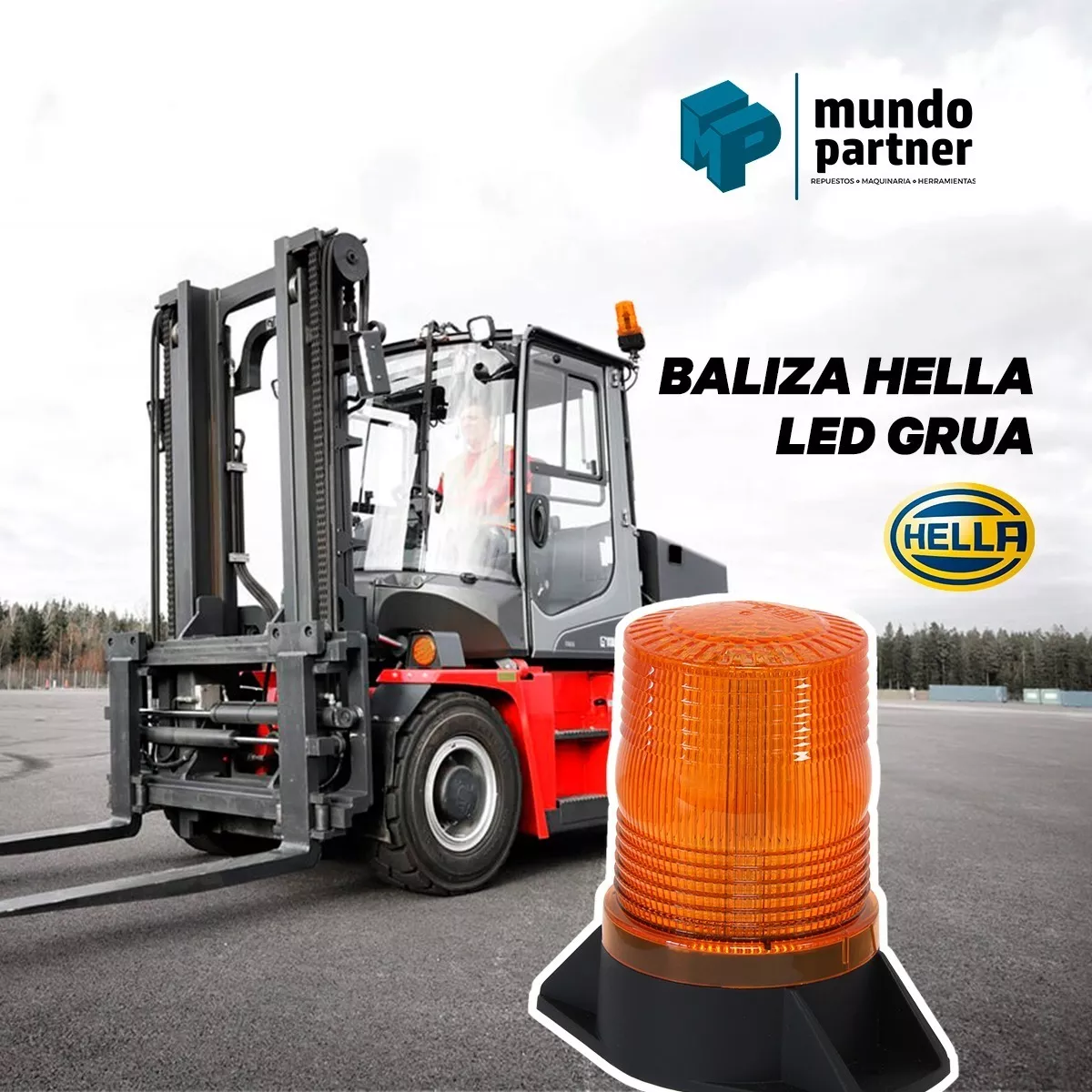 BALIZA HELLA LED APERNABLE GRUA 12-24V IP67 H112XD70MM AMBAR - 2