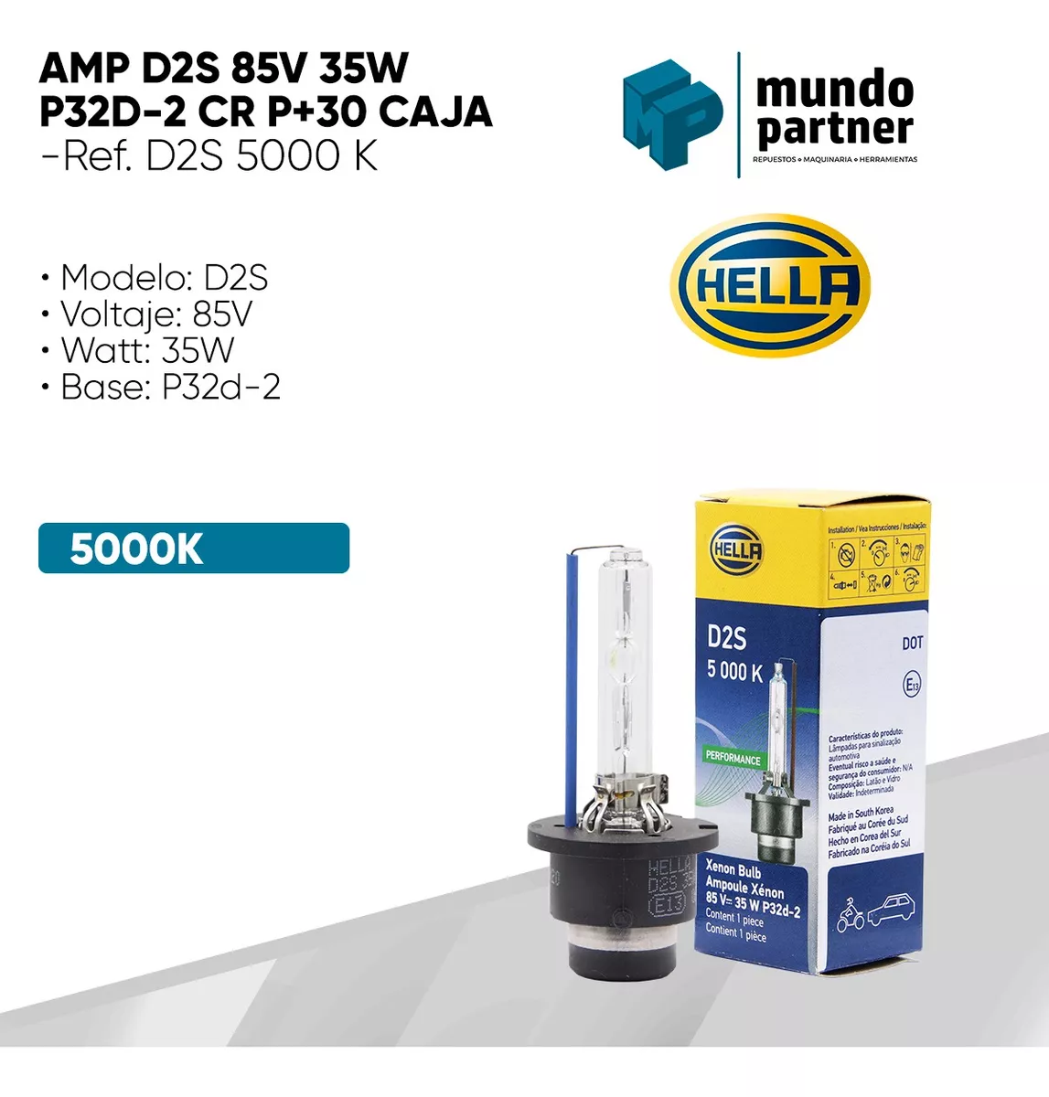 AMPOLLETA HELLA XENÓN D2S 85V 35W P32D-2 CR P+30 - 3