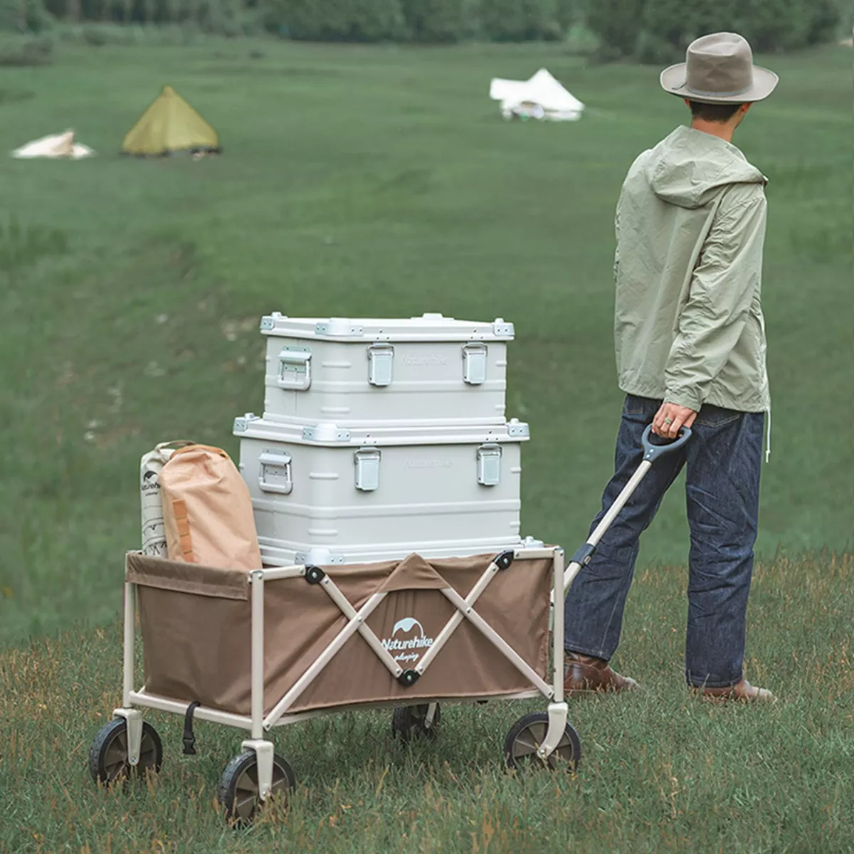 CARRO LARGO PLEGABLE CAMPING 170L (120KG) - CAFÉ - 3