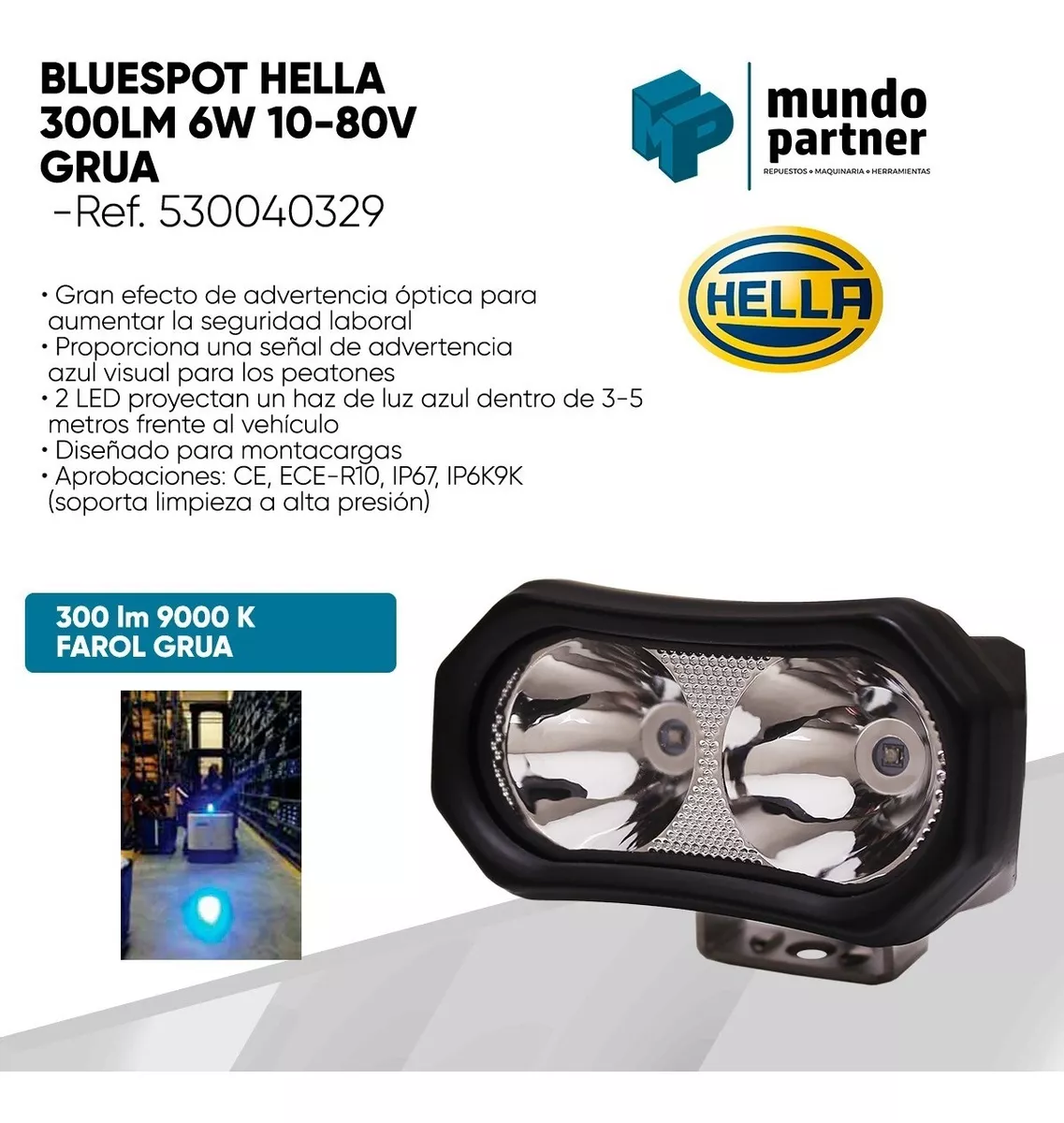 BLUESPOT 2 LED 300LM 6W 10-80V GRUA - 2