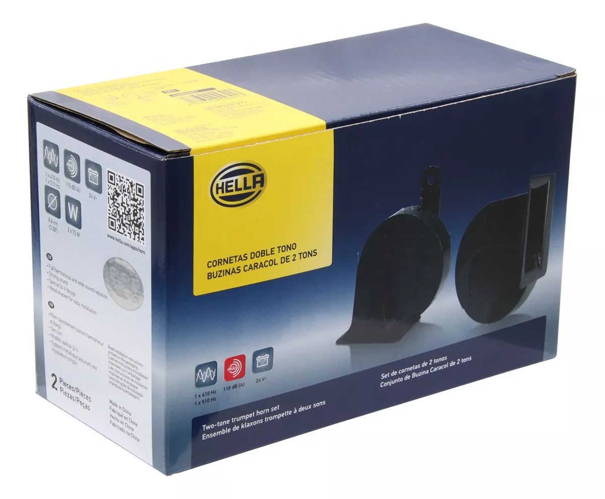 BOCINA HELLA CARACOL TONO ALTO Y BAJO 24V 72W 110DB 410-510HZ PAR - 3