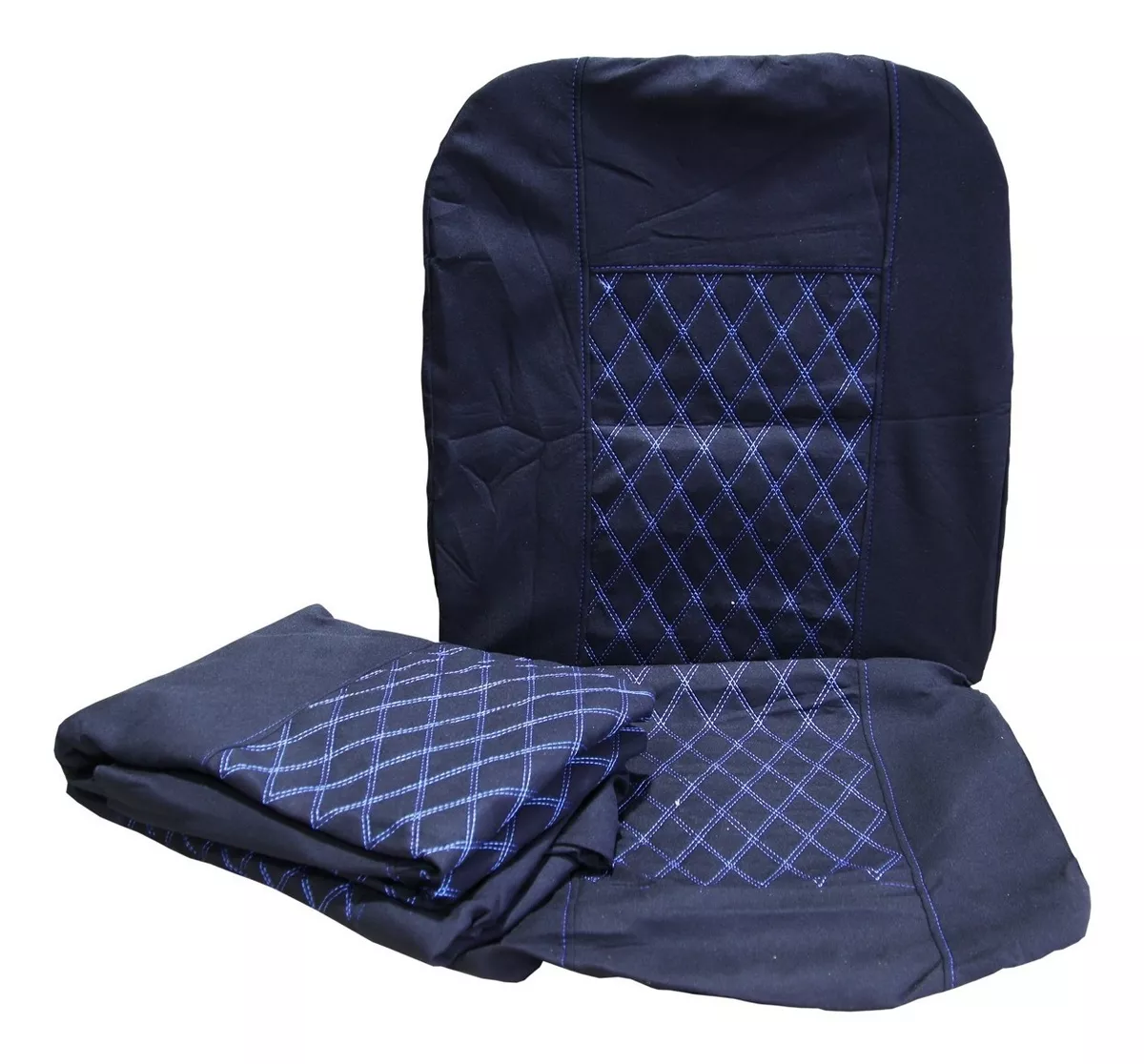 FUNDA ASIENTOS 8PCS. NEGRO/RAYAS AZULES - 1