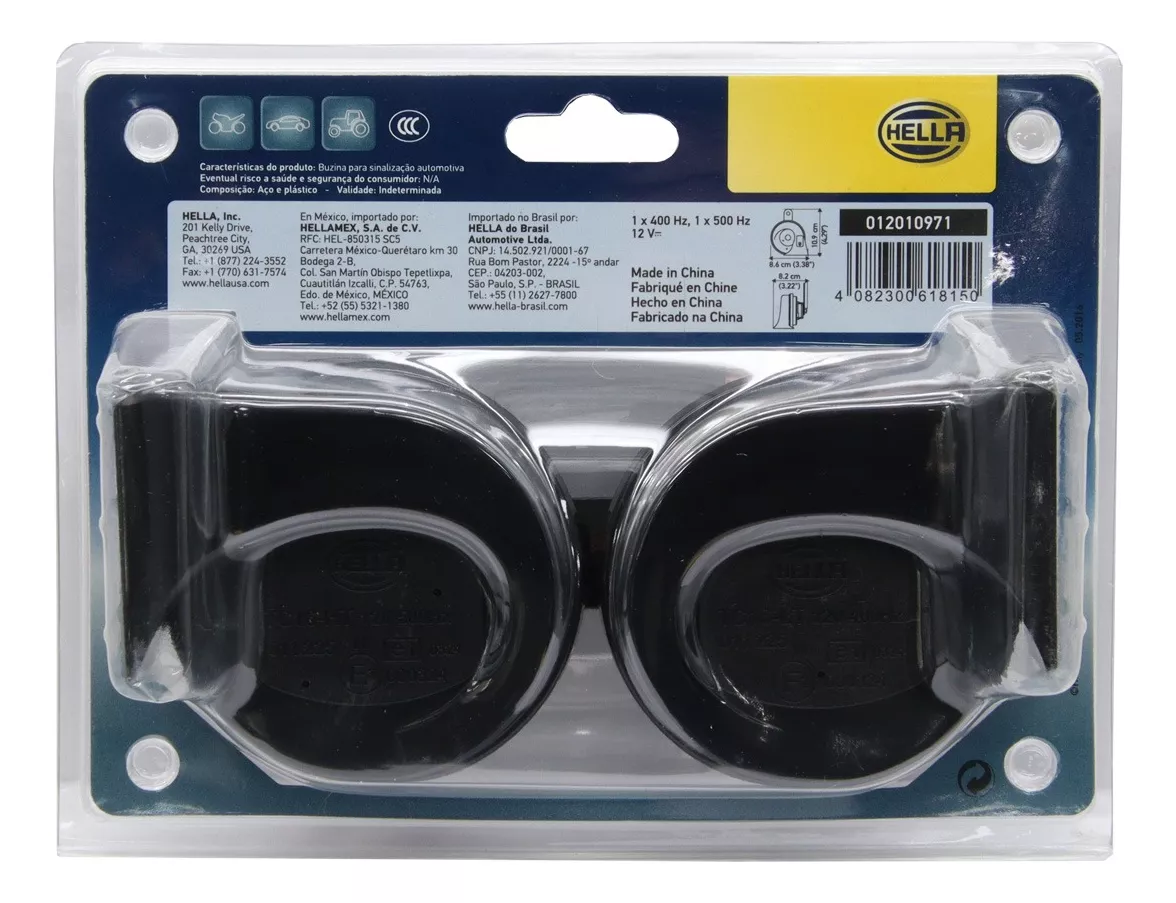 BOCINA HELLA CARACOL 12V 72W 500HZ 113DB BLISTER PAR. - 4