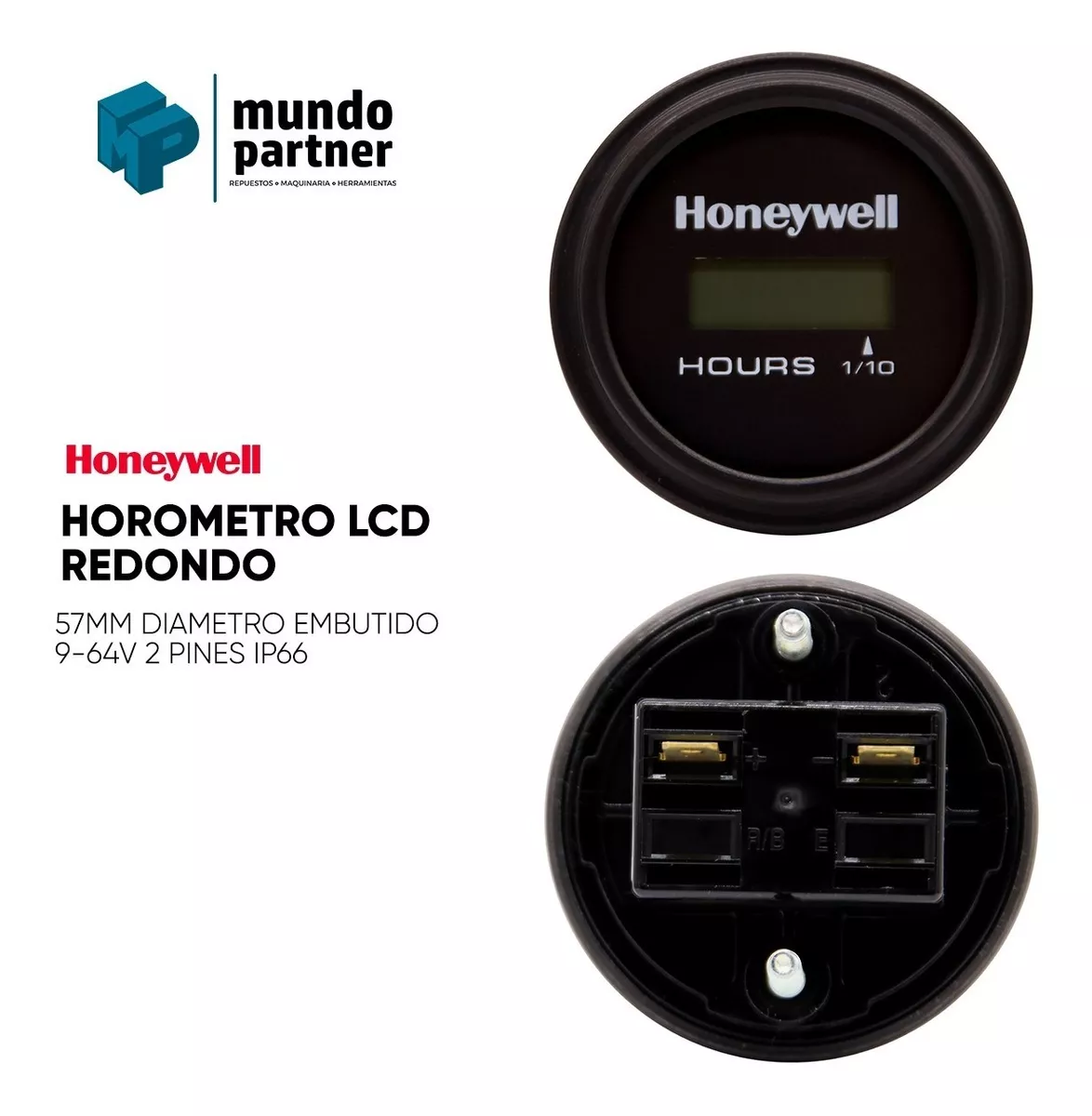 HORÓMETRO LCD REDONDO 57MM DIÁMETRO EMBUTIDO - 3