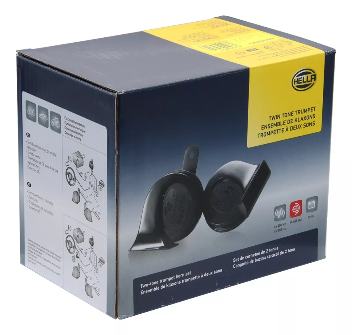 BOCINA HELLA ORIGINAL CARACOL 12V 72W 500HZ 113DB (PAR) - 1
