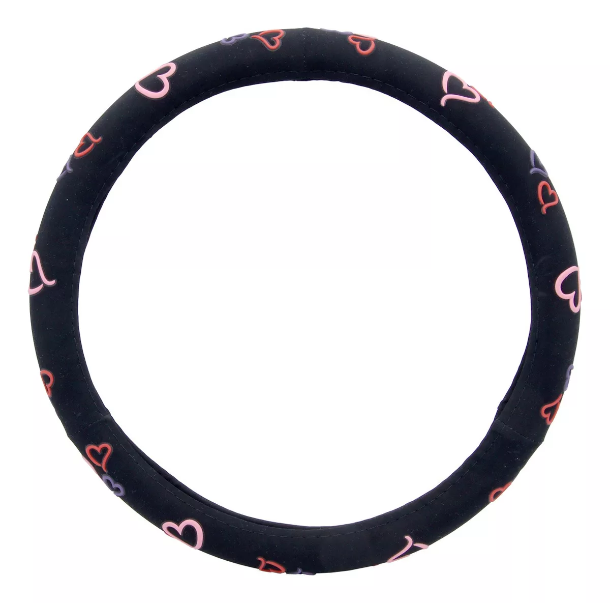 CUBRE VOLANTE NEGRO C/CORAZONES - 1