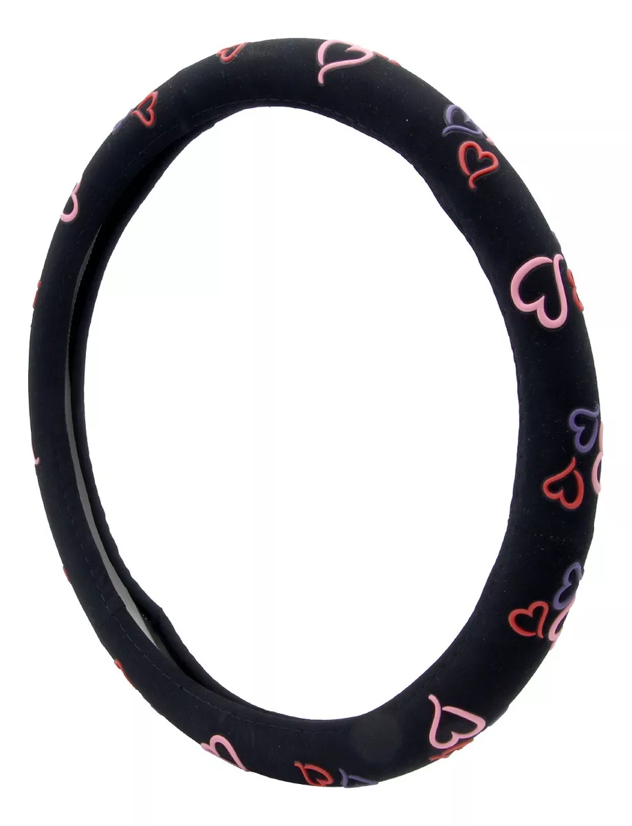 CUBRE VOLANTE NEGRO C/CORAZONES - 2