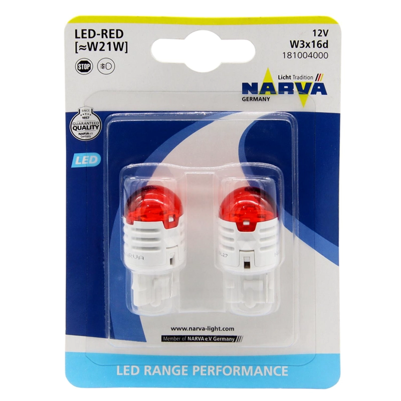 AMPOLLETA LED FOCOS TRASEROS W21W EN COLOR ROJO (PAR) - 1