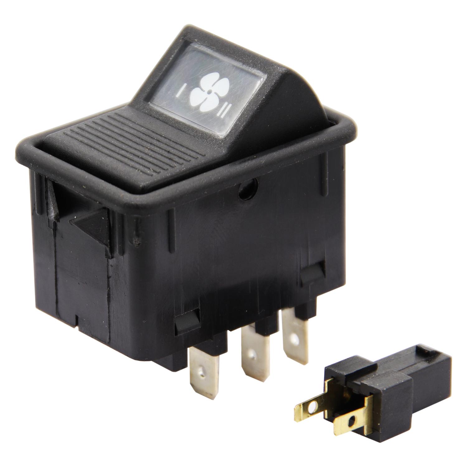 INTERRUPTOR TECLA VENTILADOR 2 VELOCIDADES 6 TERMINALES BUSES/CAMIONES (MB 3595457414 ESQ.D) - 1