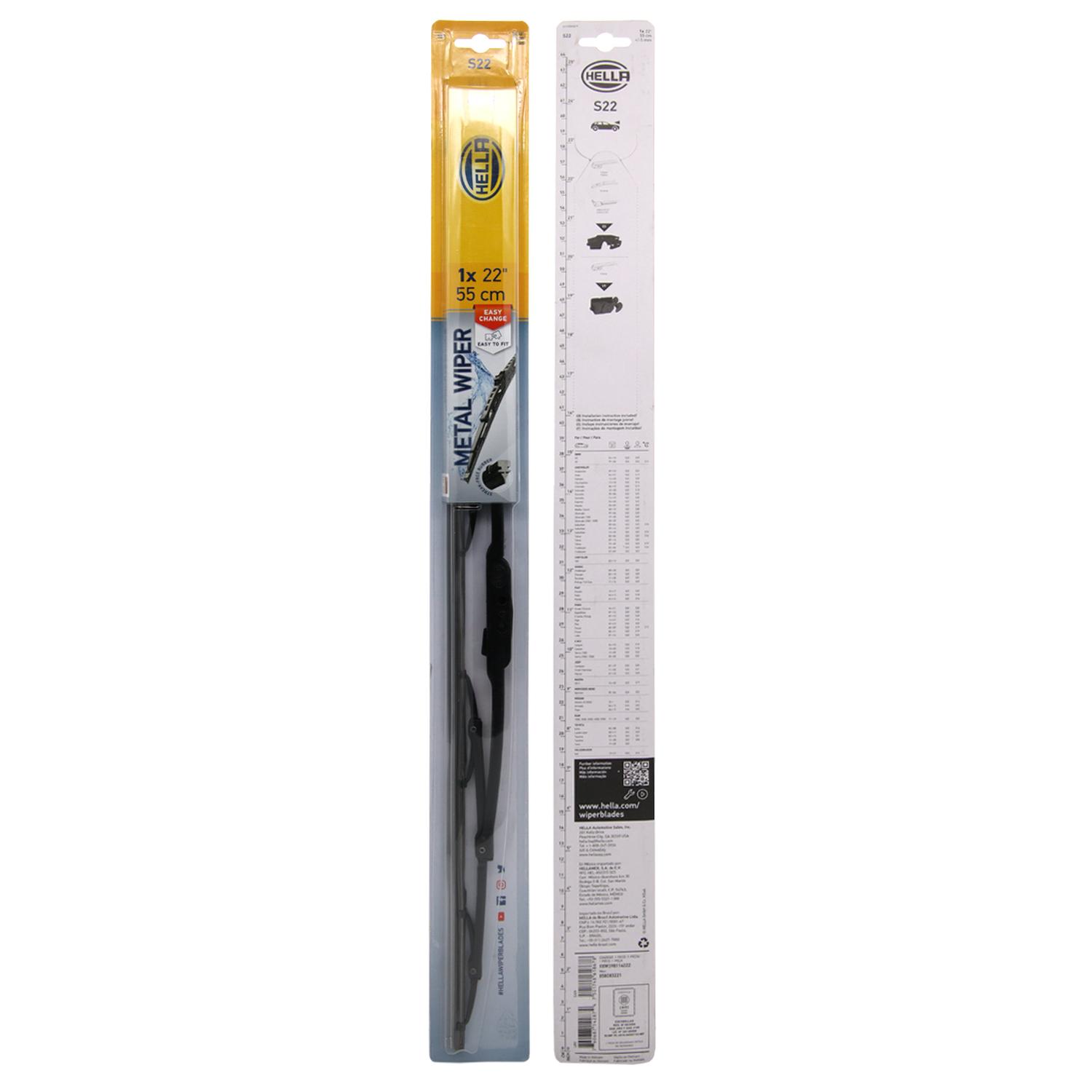 PLUMILLA HELLA DELANTERA 22 PULGADAS 55 CM CON ADAPTADORES - 1