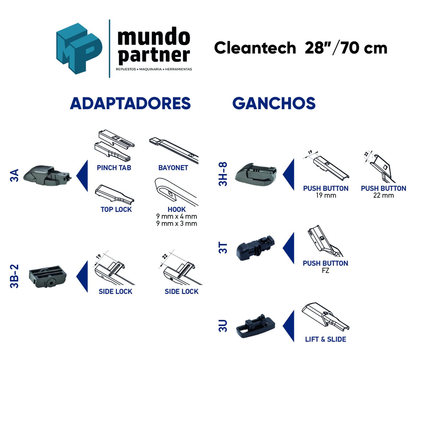 PLUMILLA HELLA CLEANTECH 28 PULGADAS 70 CM C/ADAPTADORES - 2