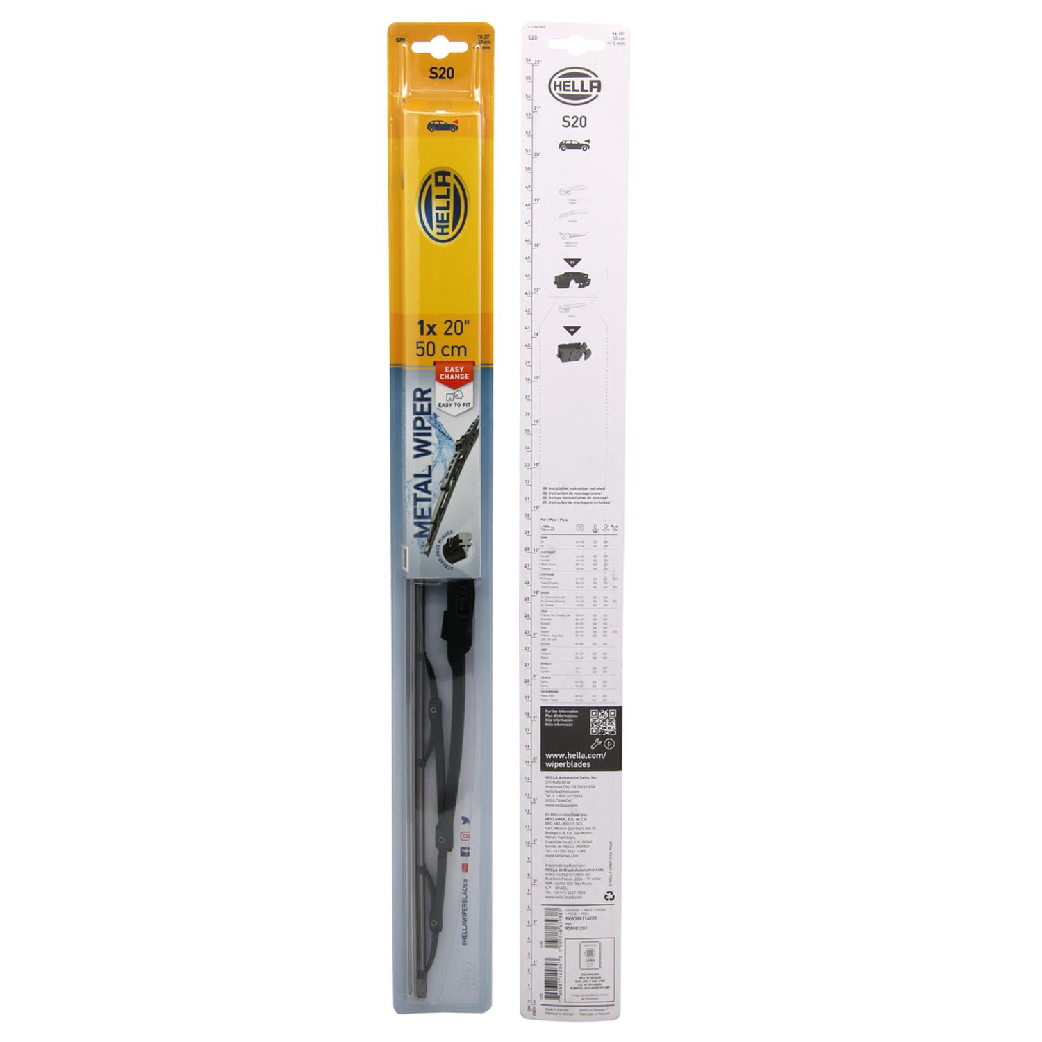 PLUMILLA HELLA DELANTERA 20 PULGADAS 50 CM CON ADAPTADORES - 1