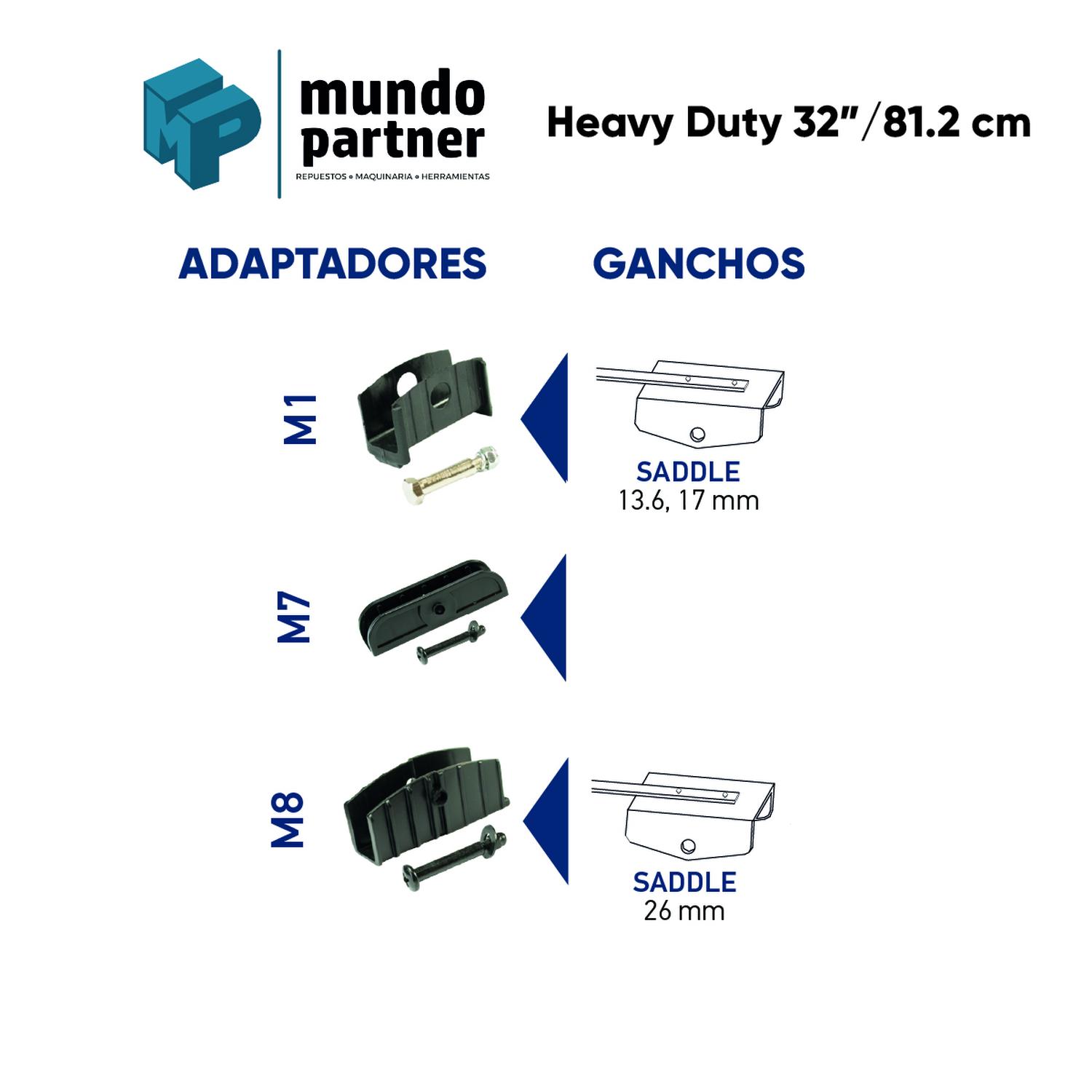 PLUMILLA HELLA HEAVY DUTY 32 PULGADAS 81,2 CM CON ADAPTADORES - 2