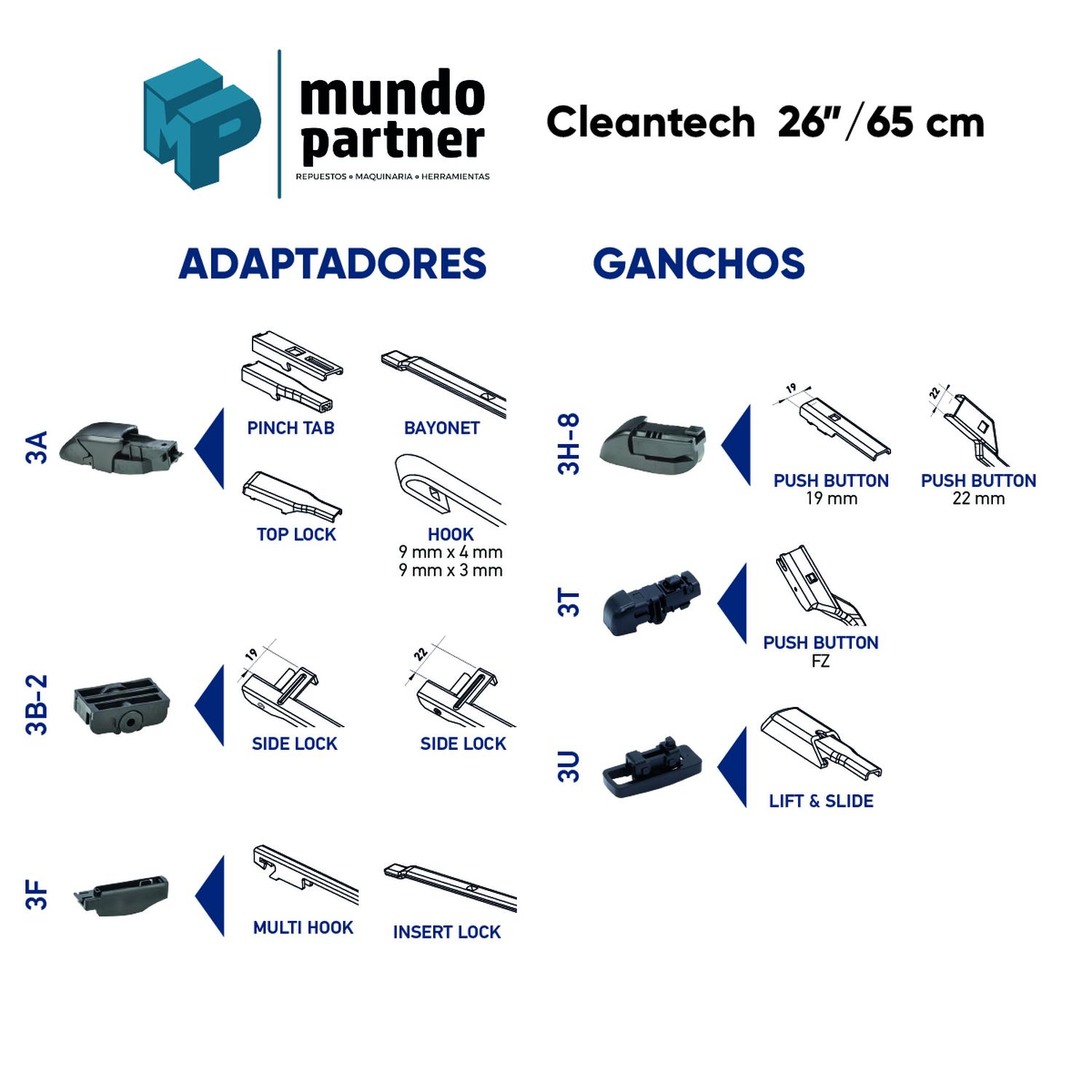 PLUMILLA HELLA CLEANTECH 26 PULGADAS 66 CM C/ADAPTADORES - 2