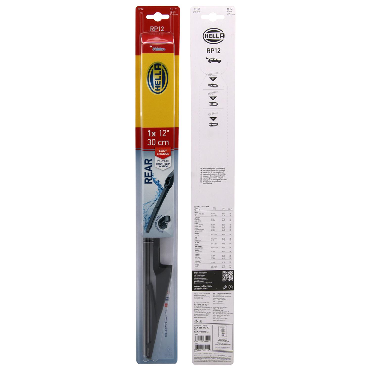 PLUMILLA HELLA TRASERA 12 PULGADAS 30 CM CON ADAPTADORES - 1