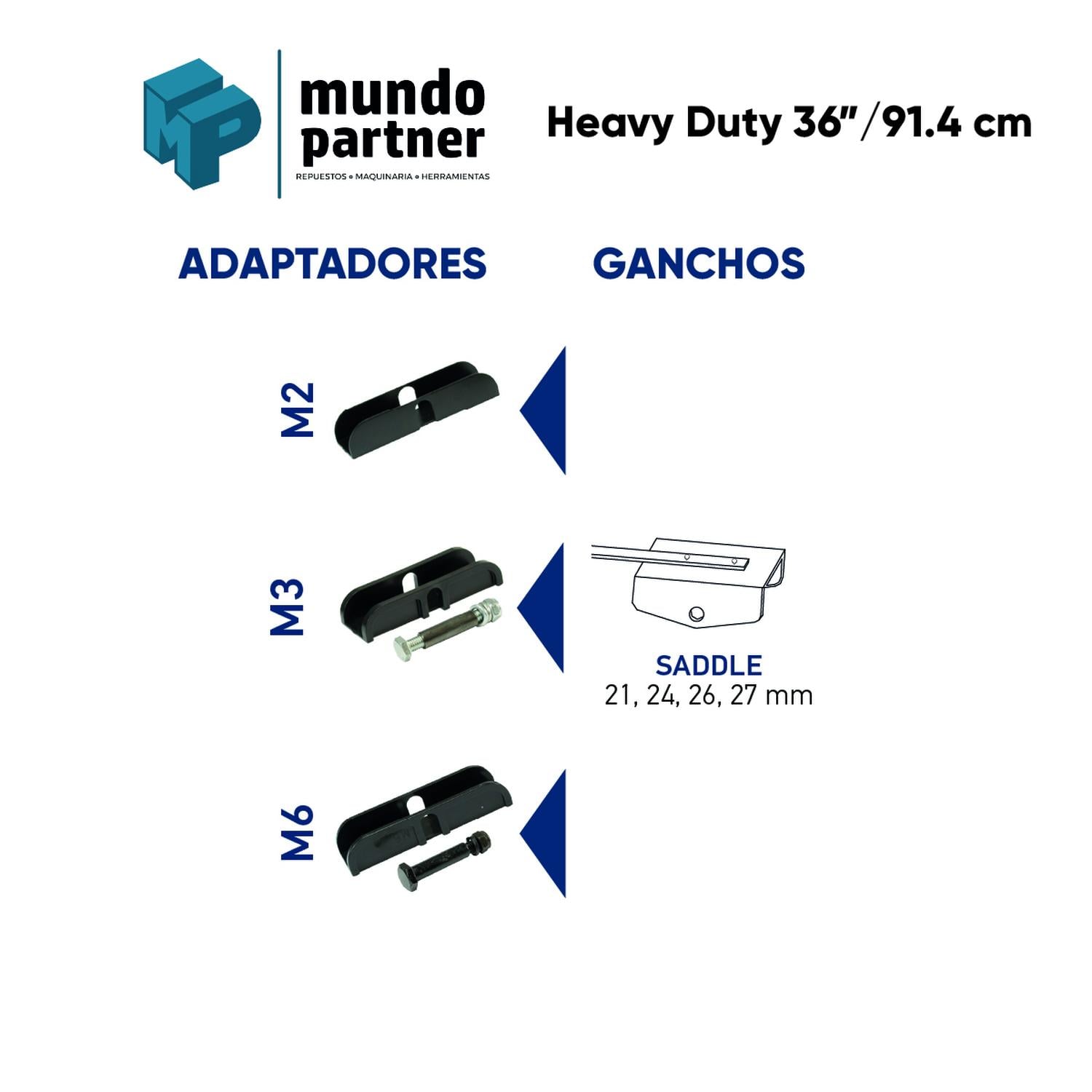 PLUMILLA HELLA HEAVY DUTY 36 PULGADAS 91,4 CM CON ADAPTADORES - 2