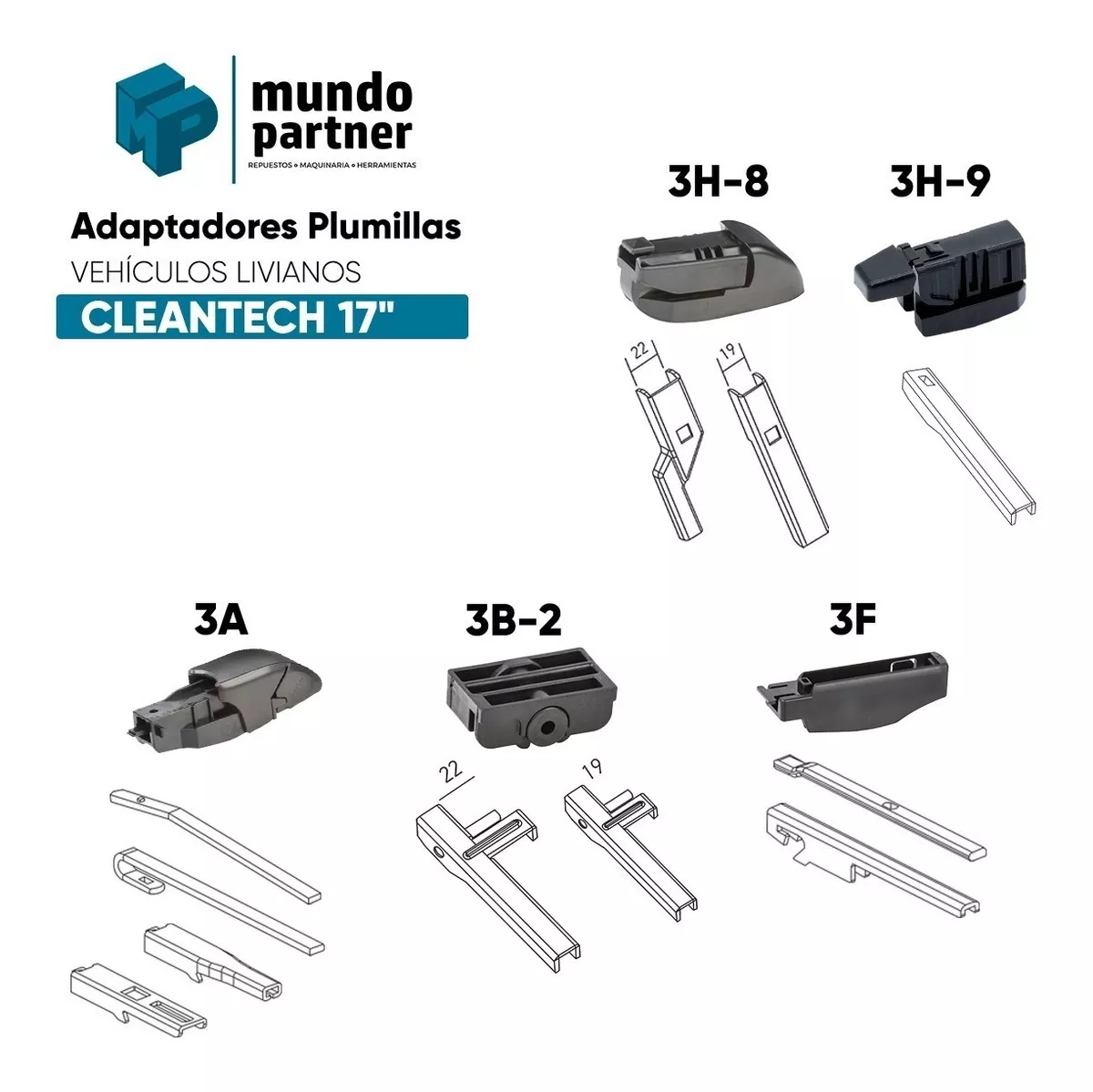 PLUMILLA HELLA CLEANTECH 17 PULGADAS 43,1 CM C/ADAPTADORES - 4