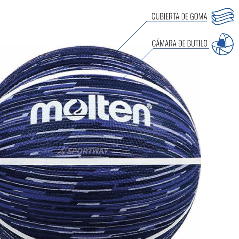 BALON BASQUETBOL MOLTEN BF1600 AZULINO/BLANCO TALLA 7 - 3