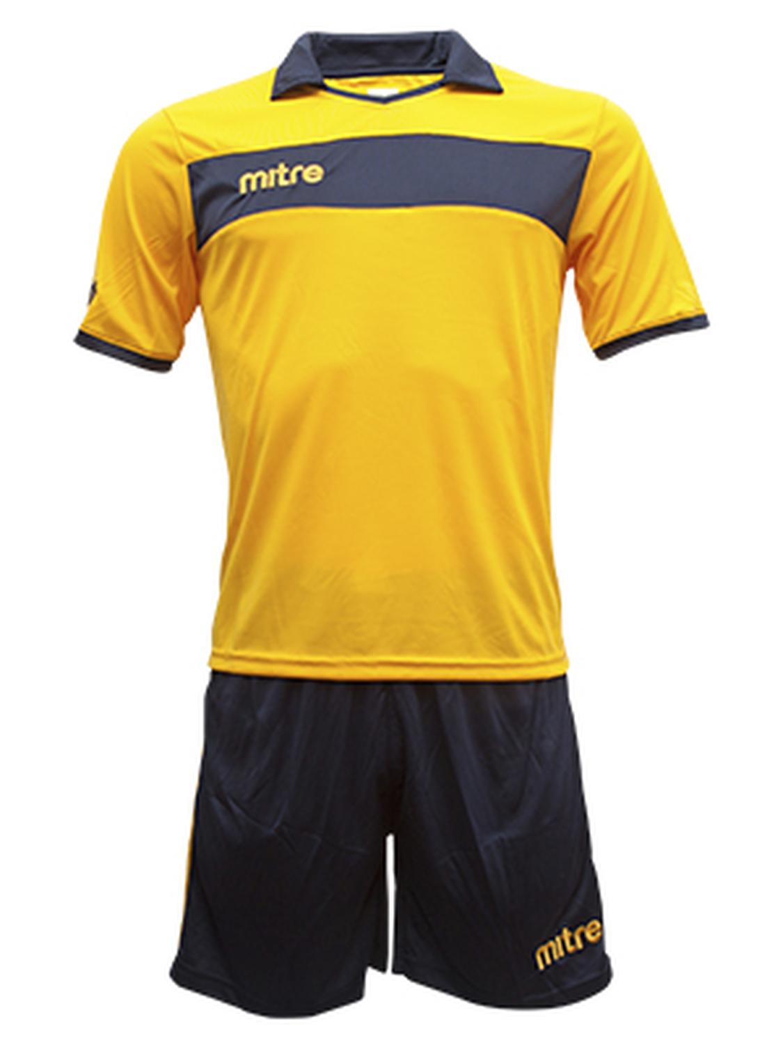 UNIFORME DE FUTBOL HOMBRE MITRE LONDON JR AMARILLO AZUL MARINO - 1