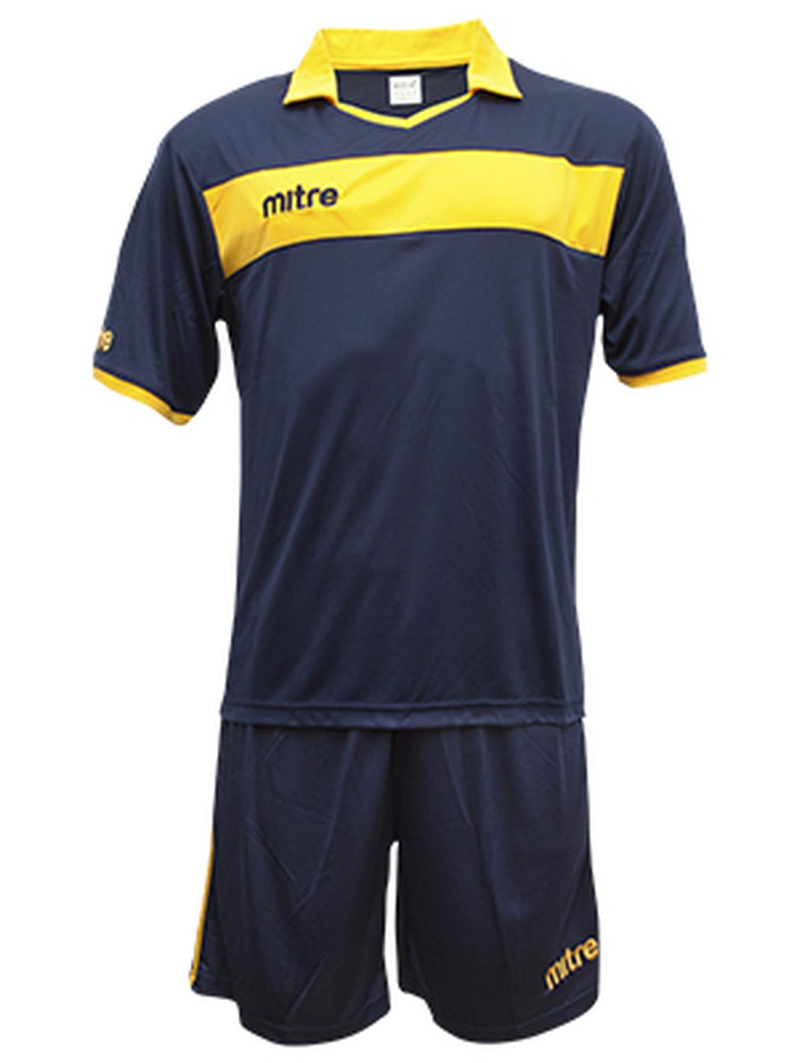 UNIFORME DE FUTBOL HOMBRE MITRE LONDON AZUL MARINO AMARILLO - 1