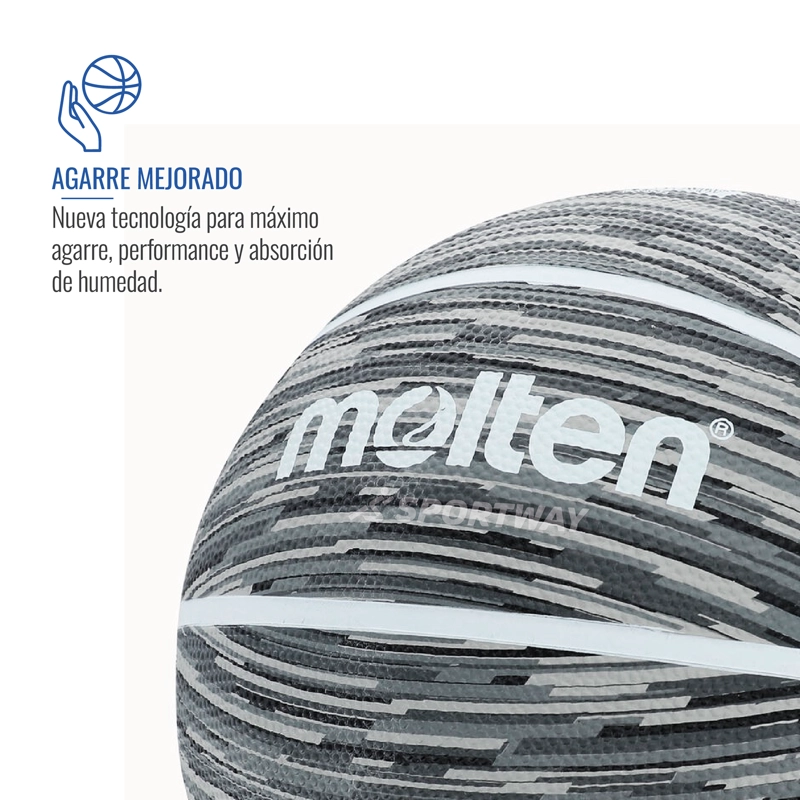 BALON BASQUETBOL MOLTEN BF1600 NEGRO/BLANCO TALLA 7 - 5