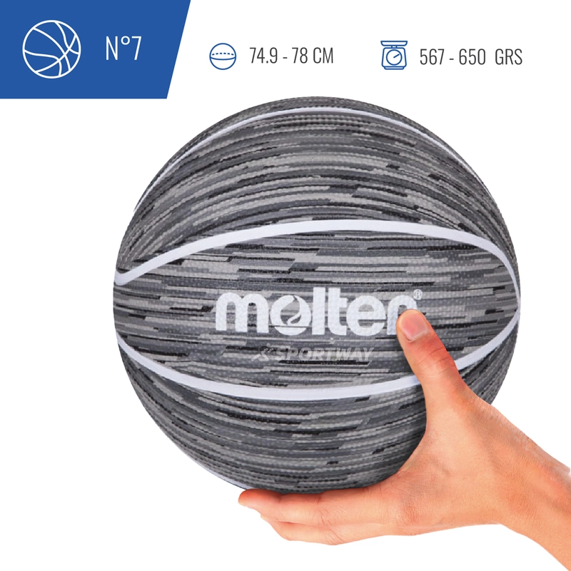 BALON BASQUETBOL MOLTEN BF1600 NEGRO/BLANCO TALLA 7 - 6