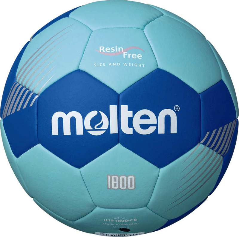 BALON HANDBOL SERIE F1800 RESINA FREE MOLTEN TURQUESA T.1 - 2
