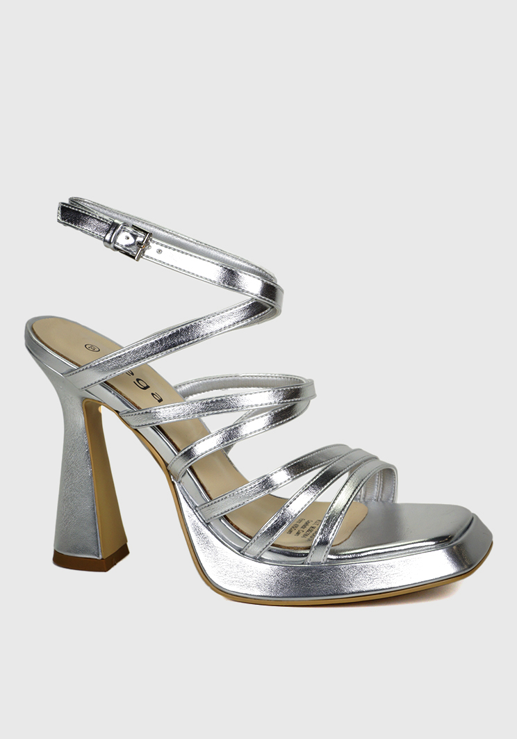 SANDALIA CUERO DAMILA PLATEADO - 3